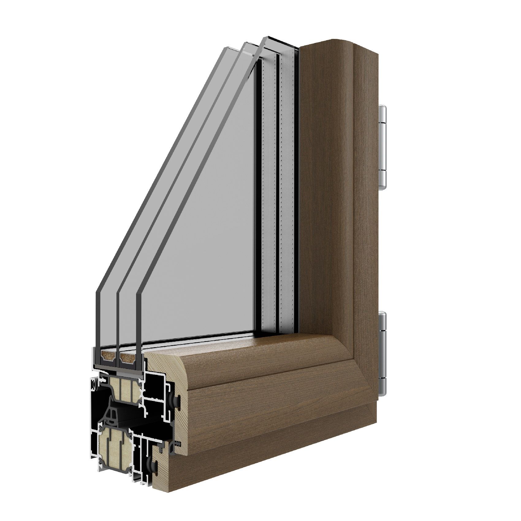 sezione Infissi Korus Legno alluminio stondato Skywood Evo Roma