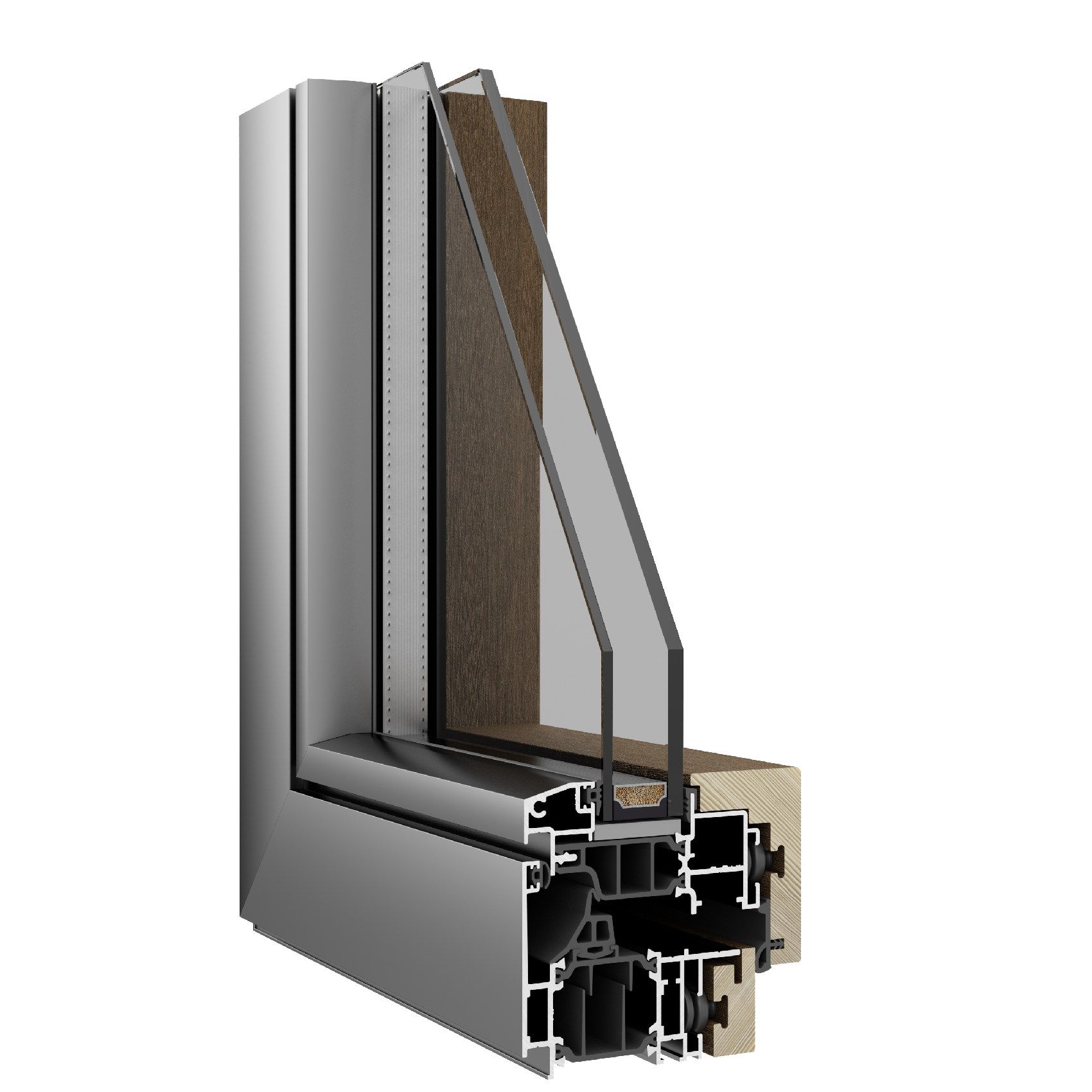 sezione Infissi Korus Legno alluminio Skywood Evo Roma