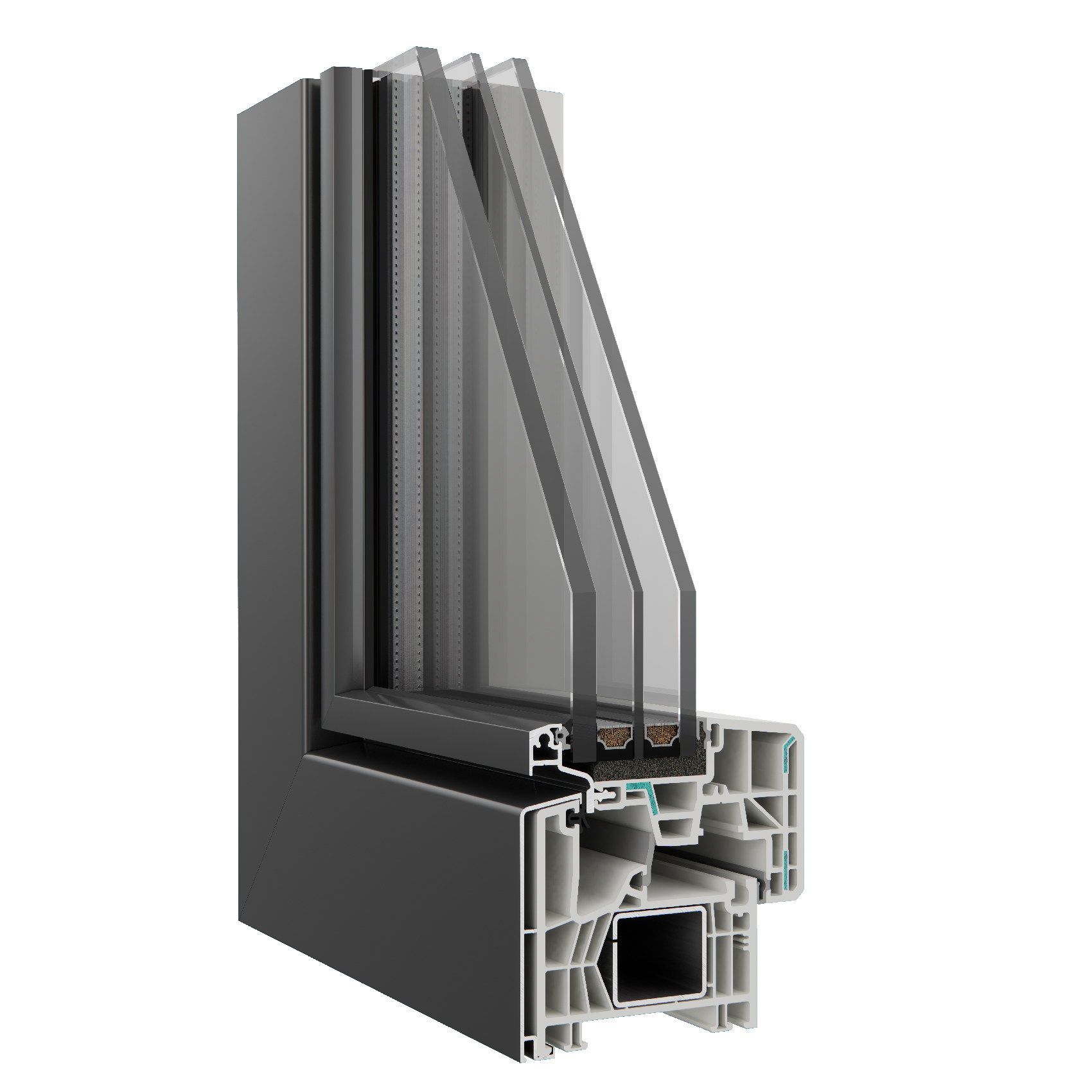 triplo vetro sezione infissi in pvc alluminio Fiberk Roma Korus