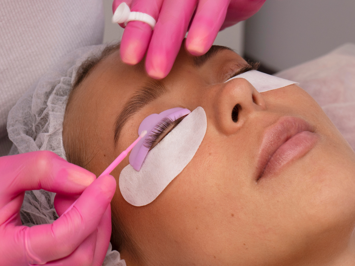 A woman getting a lash lift