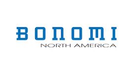 Blue logo reading BONOMI above the gray text NORTH AMERICA on a white background.
