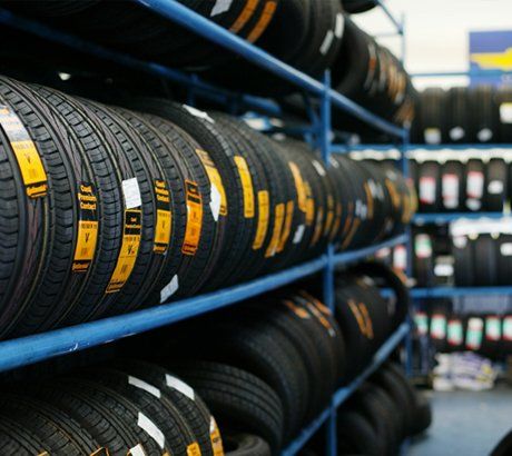 tyres on display