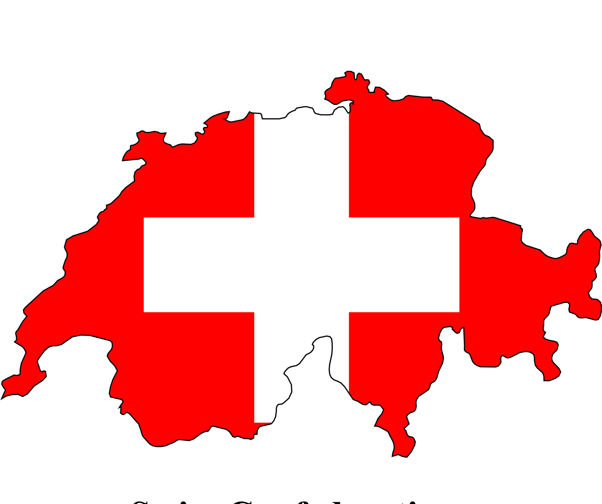 Mappa dello stato Svizzera con i colori della bandiera Svizzera