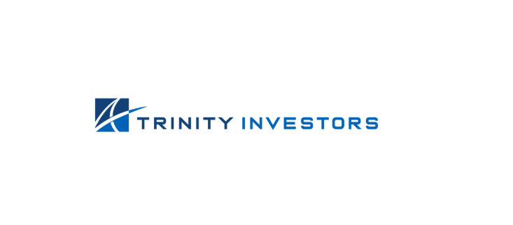 The trinity investors logo is blue and white on a white background.