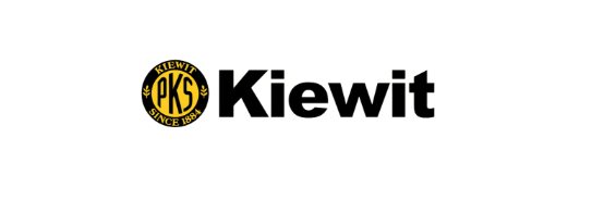 A black and yellow logo for a company called kiewit