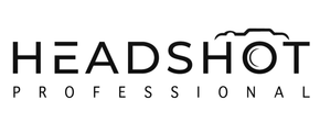 A black and white logo for headshot professional with a camera on it.