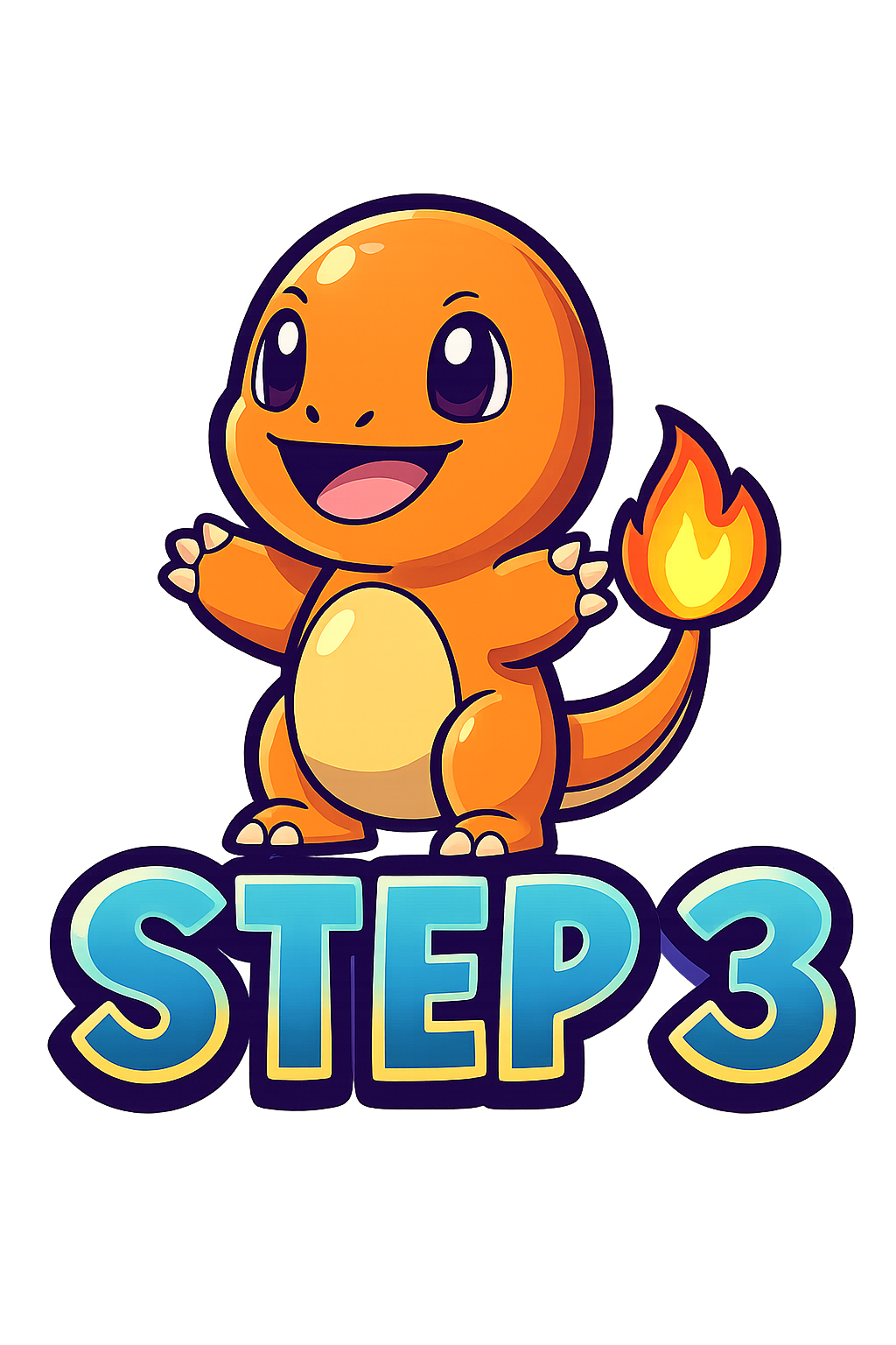 Charmander Pokémon with arms raised over
