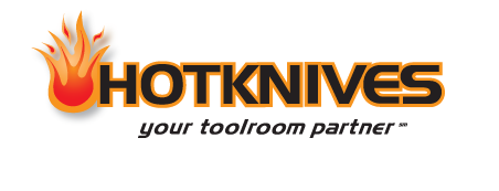 Logo for Hot Knives, a toolroom partner, featuring a flame graphic next to text.
