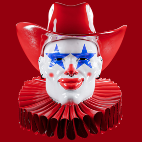 Circus clown illustration for HIMBO Memorial Day party artwork for Splash Weekend in Austin, TX