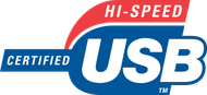 A logo for hi-speed certified usb tm