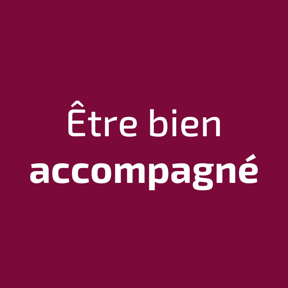 Un fond violet avec un texte blanc qui dit être bien accompagné