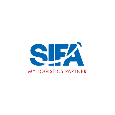 Un logo bleu et rouge pour sifa my logistics partner
