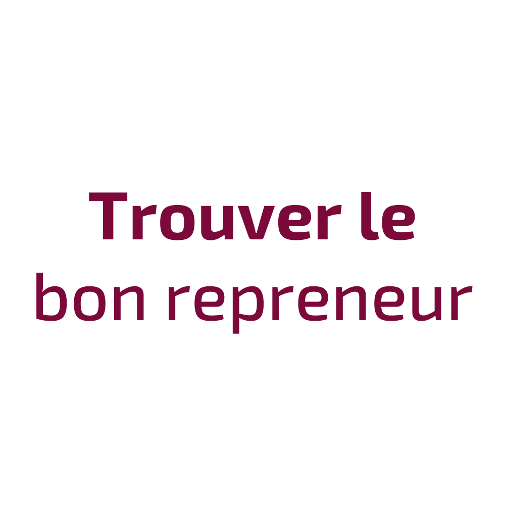 Il est écrit trouver le bon entrepreneur en français sur fond blanc.