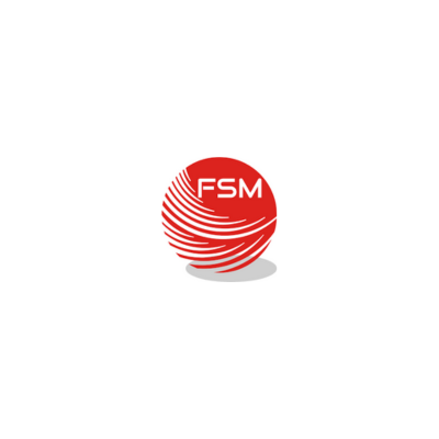 Un logo FSM rouge sur fond blanc