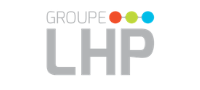 Un logo pour le groupe lhp avec un fond blanc