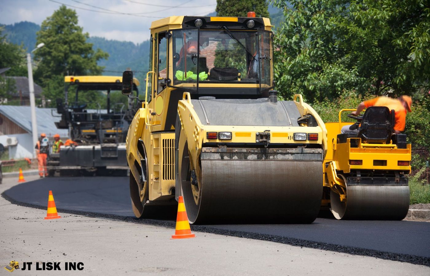 Asphalt paving equipment at work in Albemarle