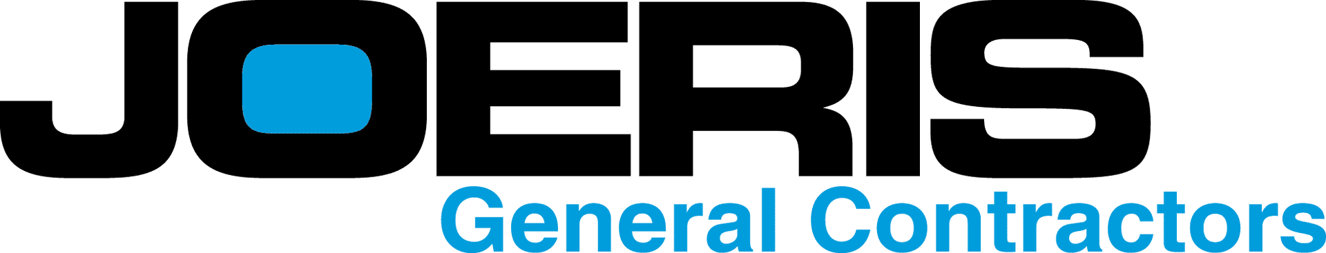 A black and blue logo for joeris general contractors