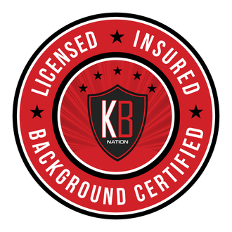 A licensed insured background certified logo for kb nation