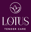 A logo showing a lotus in several warm colors to showcase warmth and compassion. The logo has the business name Lotus Tender Care under it.