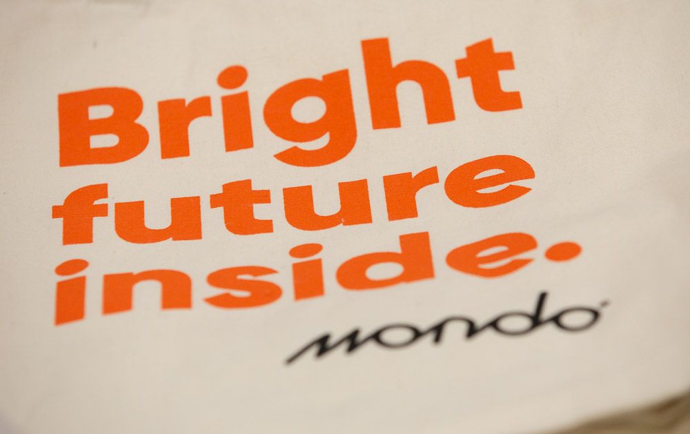 A white sign that says bright future inside