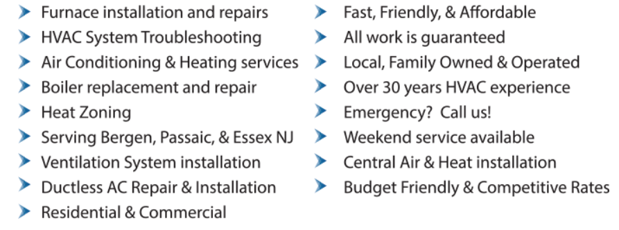 A list of services offered by furnace installation and repairs