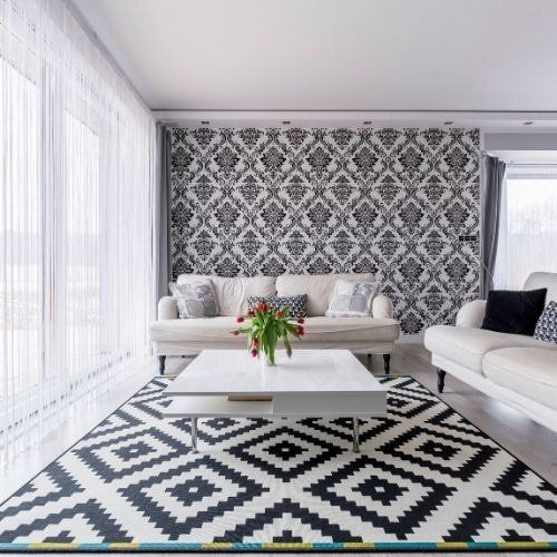 This is a picture of a recent black and white designer wallpapering project done by painter and Decorator Leicester