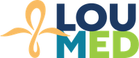A logo featuring an orange abstract leaf symbol next to the text 