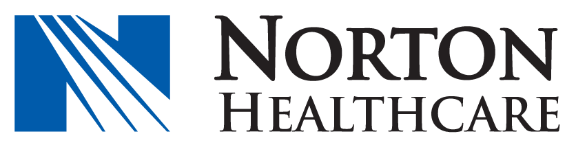 The Norton Healthcare logo, featuring a blue square with three white diagonal lines and the text in black.