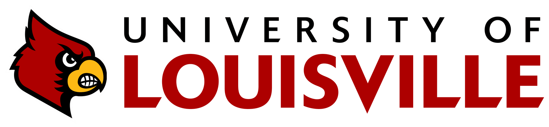 University of Louisville logo featuring a red cardinal head and the university name in red text.