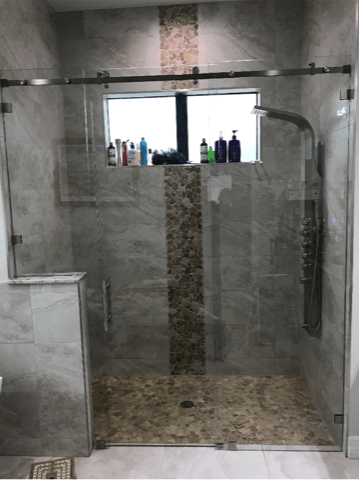 Simple Bathroom With Glass Door — Naples, FL — Luxurious Glass LLC