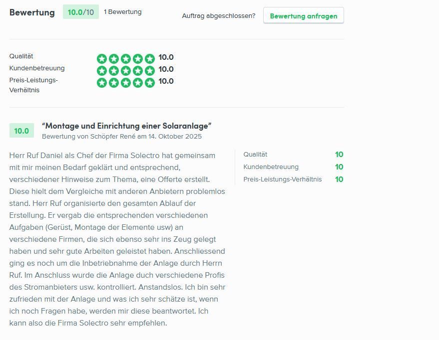 Eine Bewertung von einem Kunden