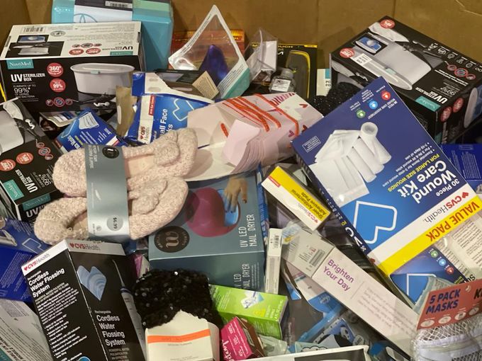 truckload of cvs liquidation merchandise including health and beauty aids.