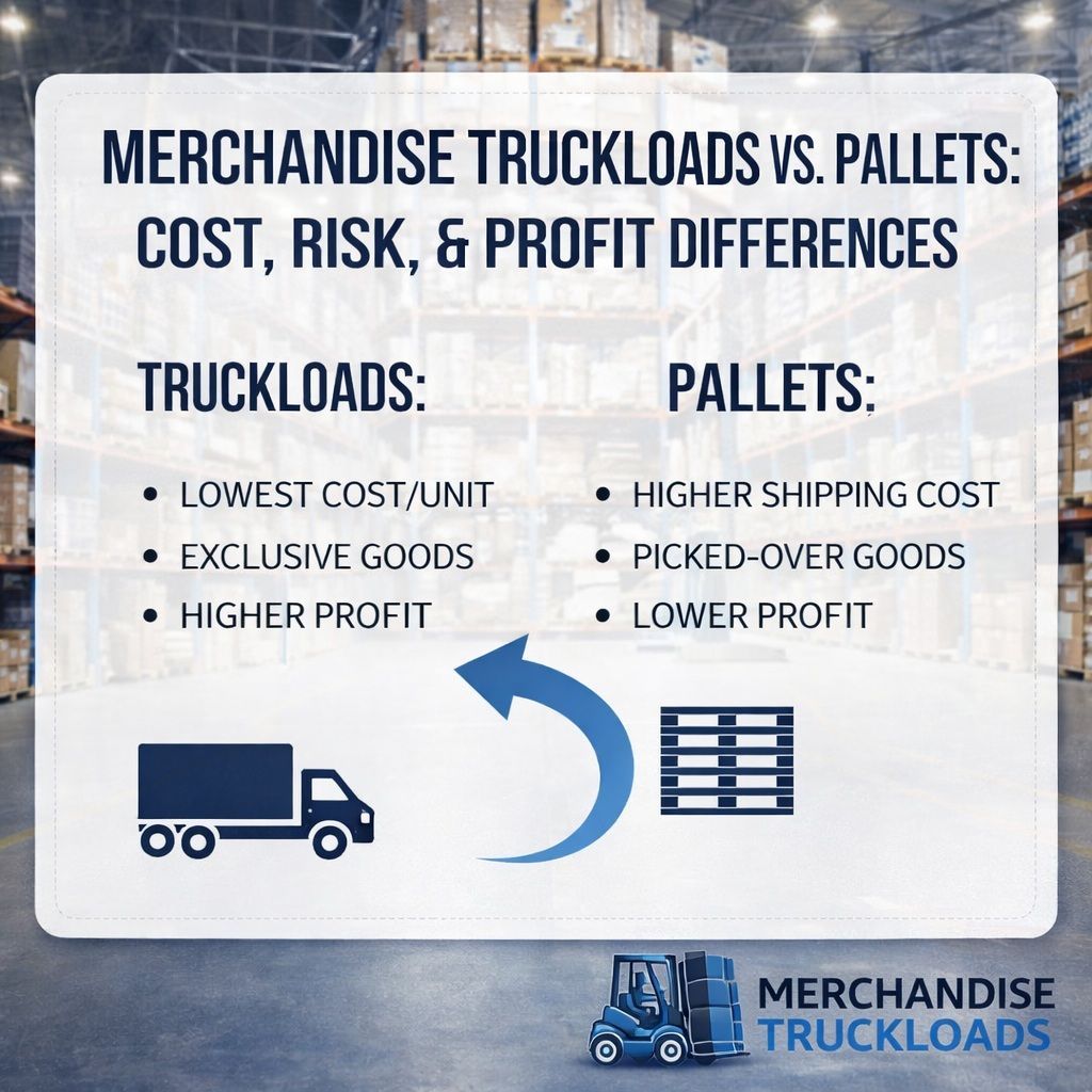 bulk merchandise truckloads, pallet vs truckload profit, liquidation sourcing 2026, wholesale