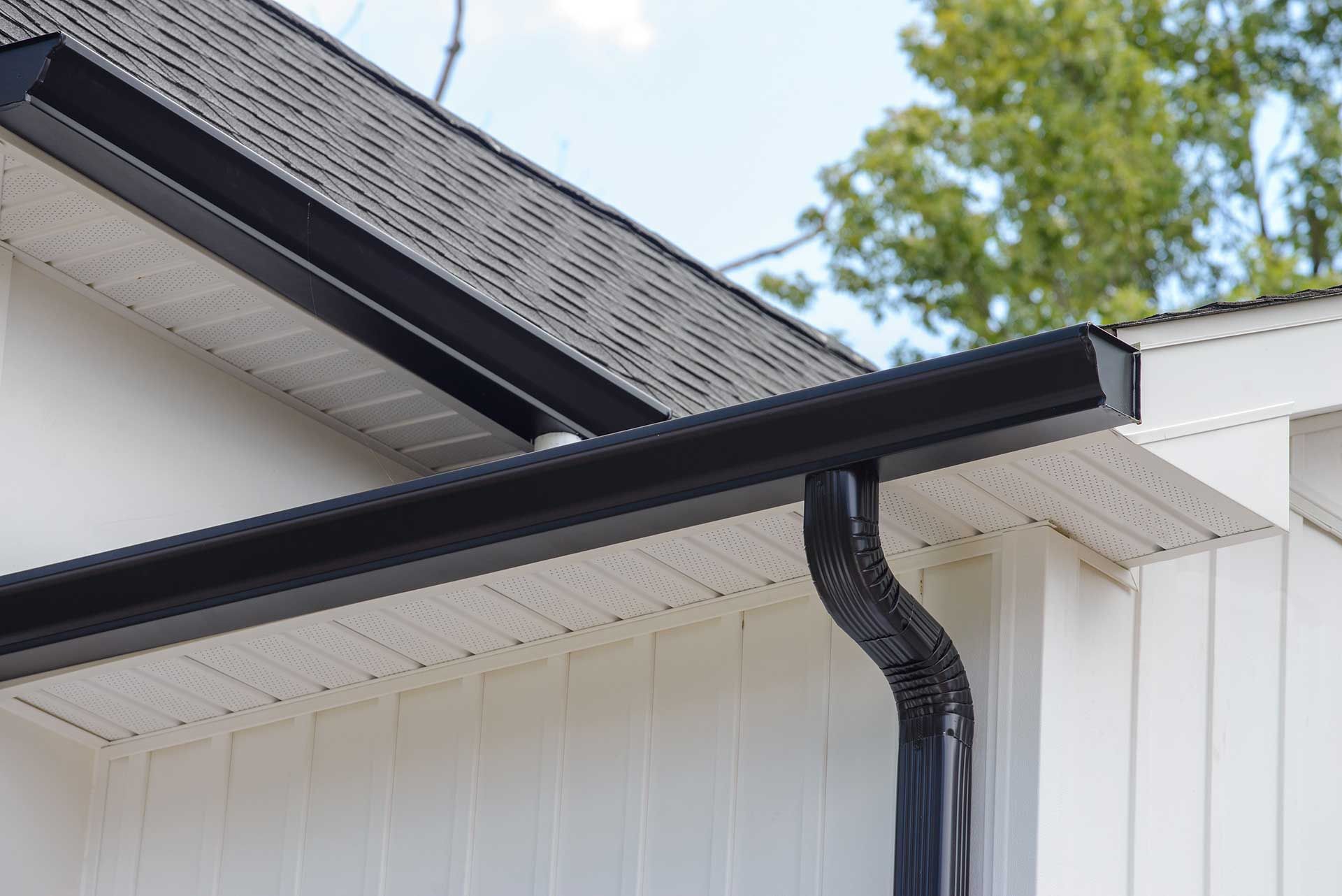 rain gutter of roof with downpipe