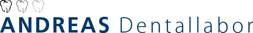 Ein blau-weißes Logo für Andreas Dentallabor
