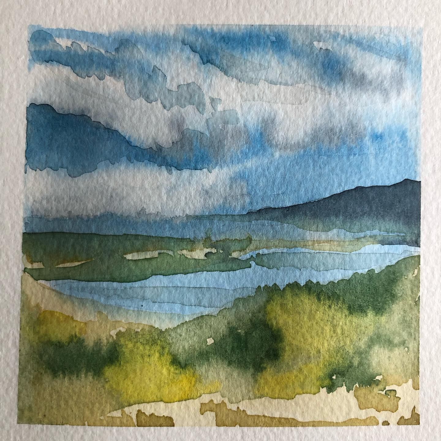 piccolo paesaggio di mare, acquerello si carta