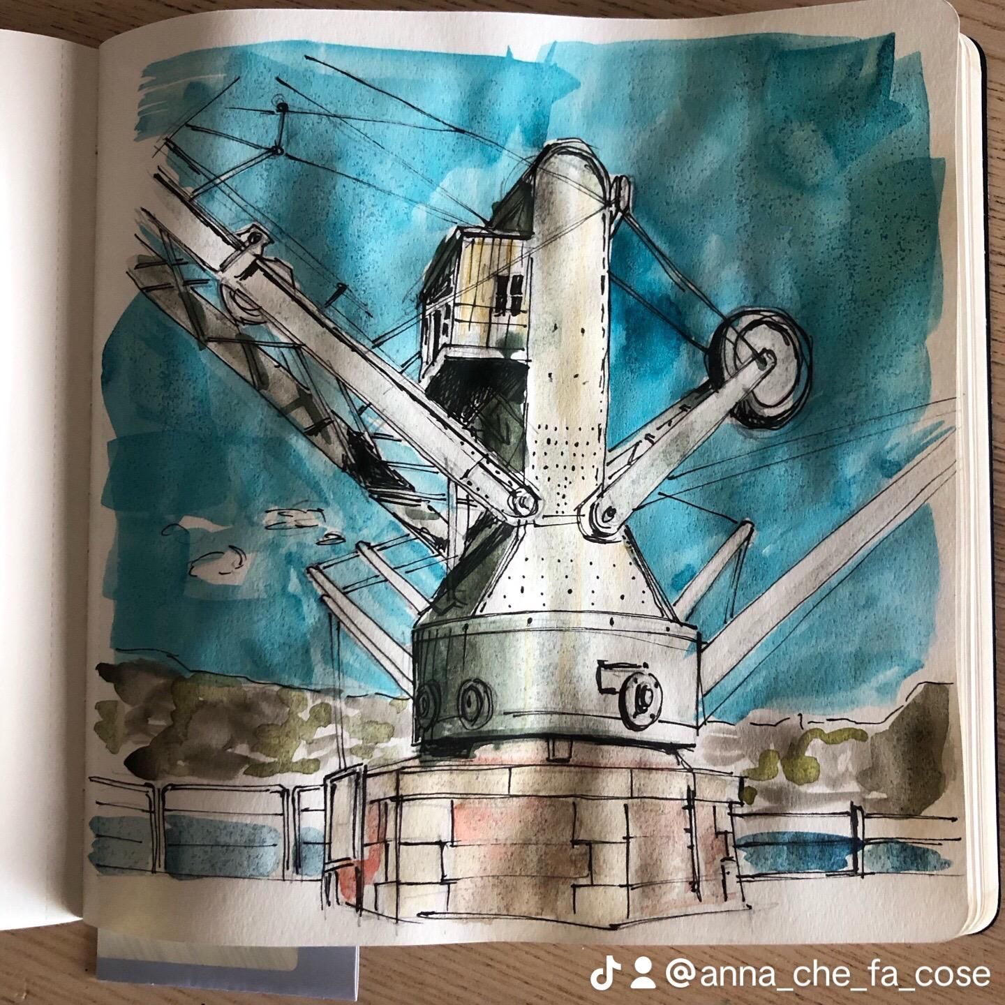 sketchbook, gru al porto antico di Genova