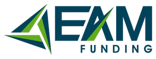 Logo of EAM Funding with a stylized triangle and text in teal and green.