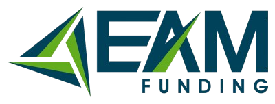 Logo of EAM Funding with a stylized triangle and text in teal and green.