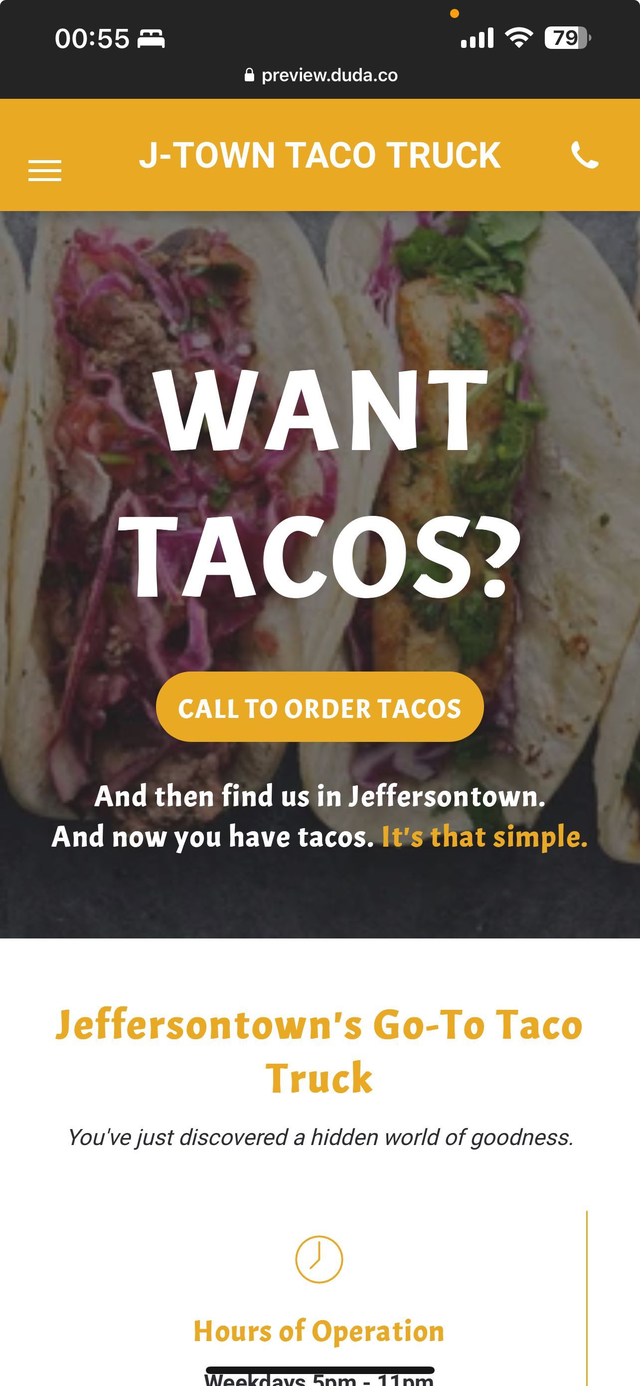 Example of a mobile friendly small business website