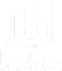 Logo for The Edge at Midtown; white skyline above the name.