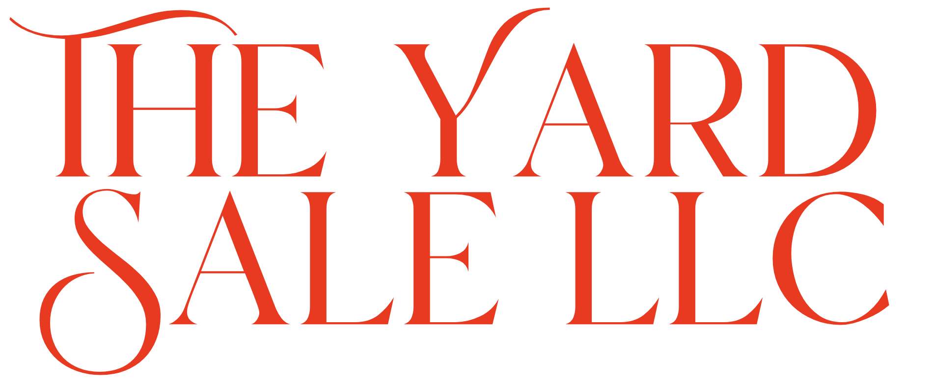 The logo for the yard sale llc is red on a white background.
