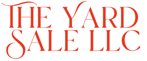 The logo for the yard sale llc is red on a white background.