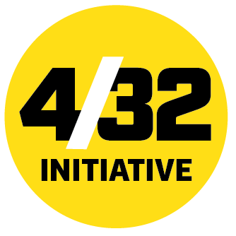 A yellow circular logo featuring the bold black text 