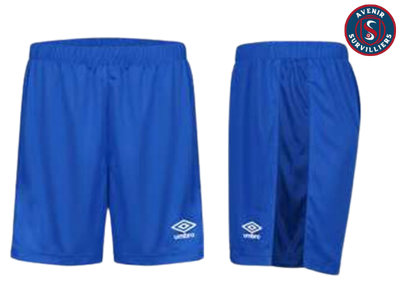 Une paire de shorts bleus avec le mot umbro sur le côté