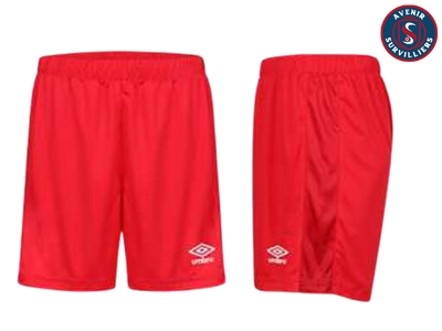 Une paire de shorts rouges avec le mot umbro dessus