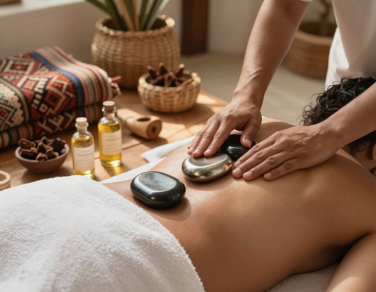 Detalle de terapia manual y aromaterapia