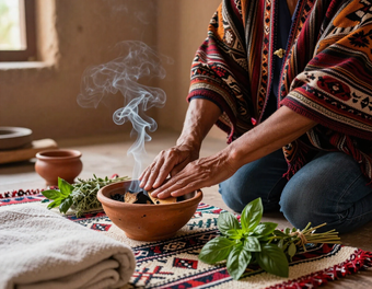 Ritual zapoteco con rebozo