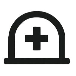 Casque de santé et de sécurité noir avec une croix blanche au centre.