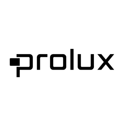 Logo ProLux : une icône bleue en forme de « P » à côté du mot « prolux » en bleu.